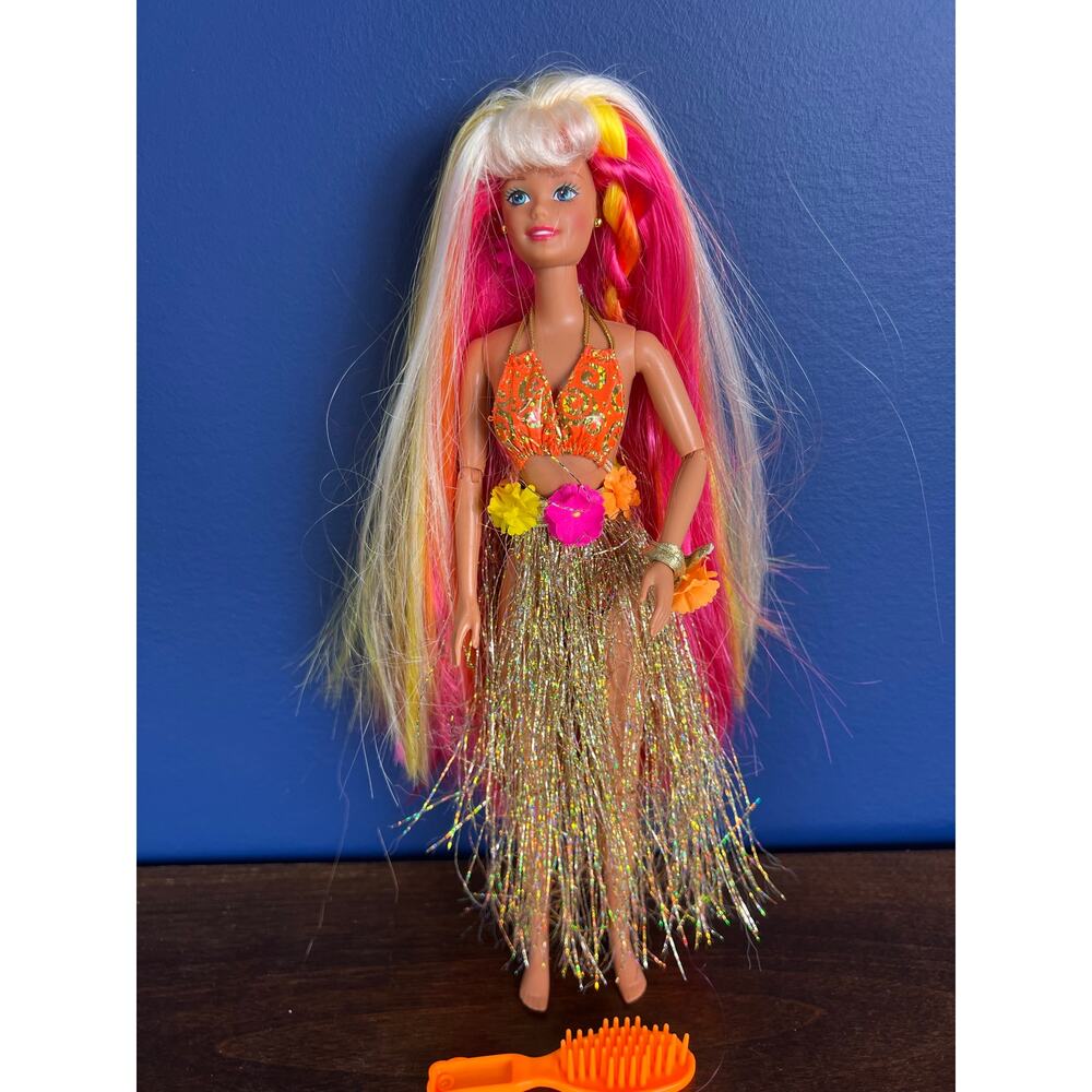 Vintage Mattel Hula Hair Barbie Doll with Hairbrush 1996
